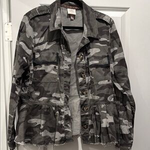 Knox Rose Gray Embroidered Trim Jacket